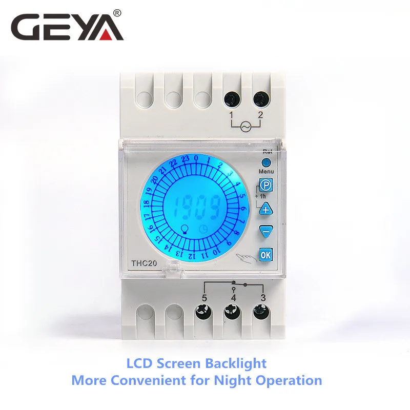 GEYA 24 de Ore, Timp Programabil de Control Comutator 20A AC220V cu Mare LED Lumina Sceen Daylight Saving Timer Electronic THC-20-1C1