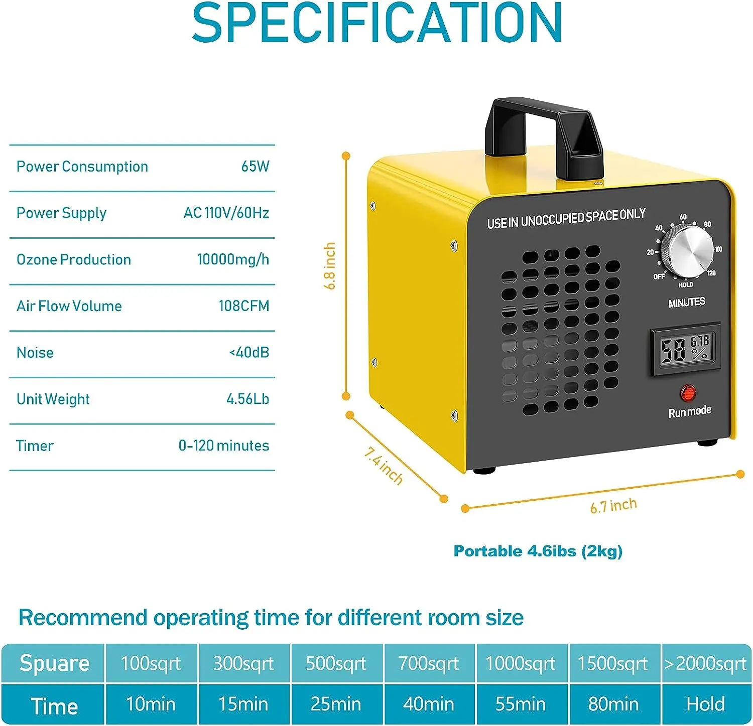 Generator de 10.000 mg/h Capacitate Mare Ionizator Purificator de Aer cu Ozon Mașină Miros de Ștergere pentru Casa, Hoteluri, Subsol, auto, bar și Departe1