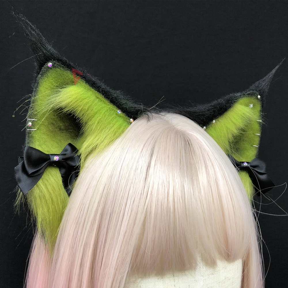 Halloween Serie Negru, Verde, Urechi de Pisică Cerc Păr Pălării Făcute de Mână de Lucru Pentru KC Cosplay Costum pentru Petrecerea de Accesorii Personalizate1