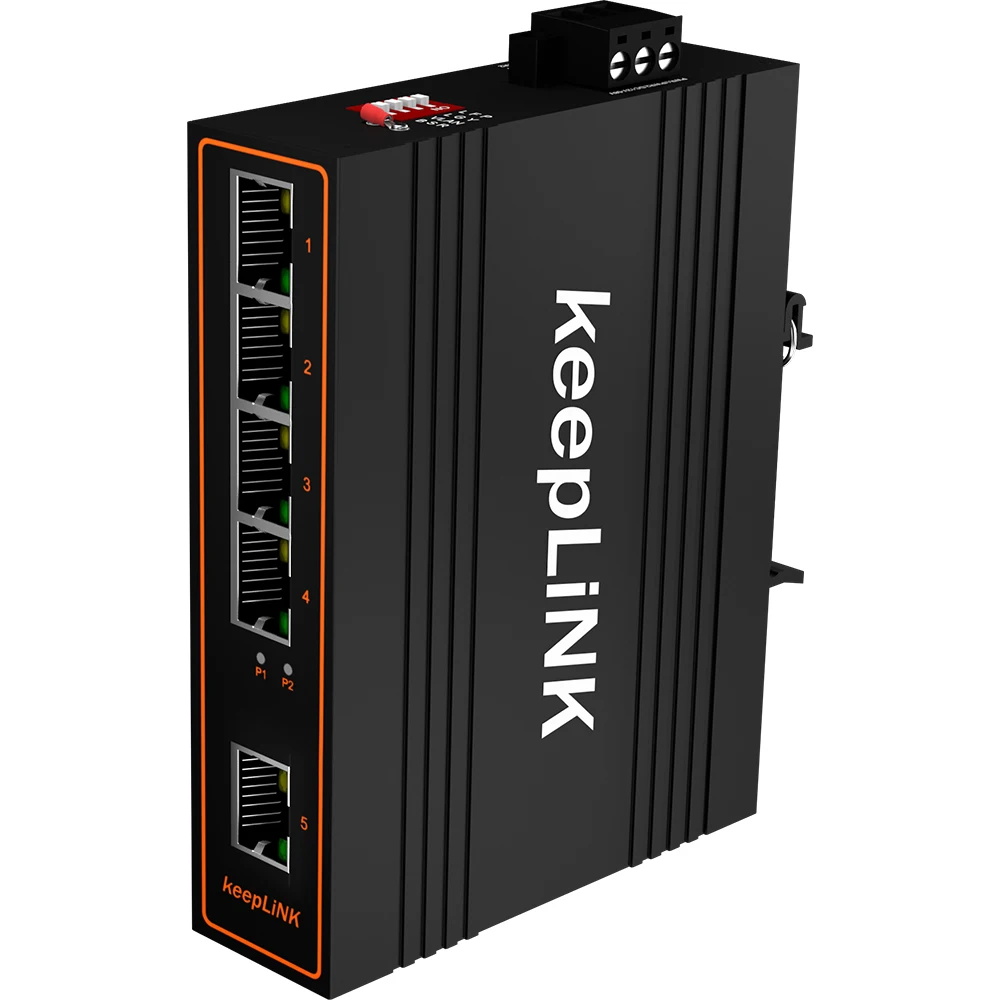 Industrial PoE Switch 5 Port Unmanaged Rețea Ethernet Gigabit IP40 Șină DIN1