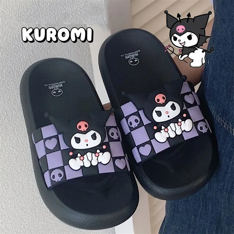 Kawaii Sanrio Hello Kitty Lucruri Cinnamoroll Kuromi Drăguț De Vară Papuci De Casă Desene Animate Non-Alunecare De Sandale Fete Anime Cadou Jucarii Copii1
