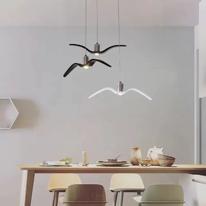 Kobuc Nordic Pescăruș Design Rășină Pandantiv Cu Led-Uri De Lumină Pentru Bar/Bucatarie Păsări Acrilice Luciu De Suspensie Plafon Iluminat De Lumina1