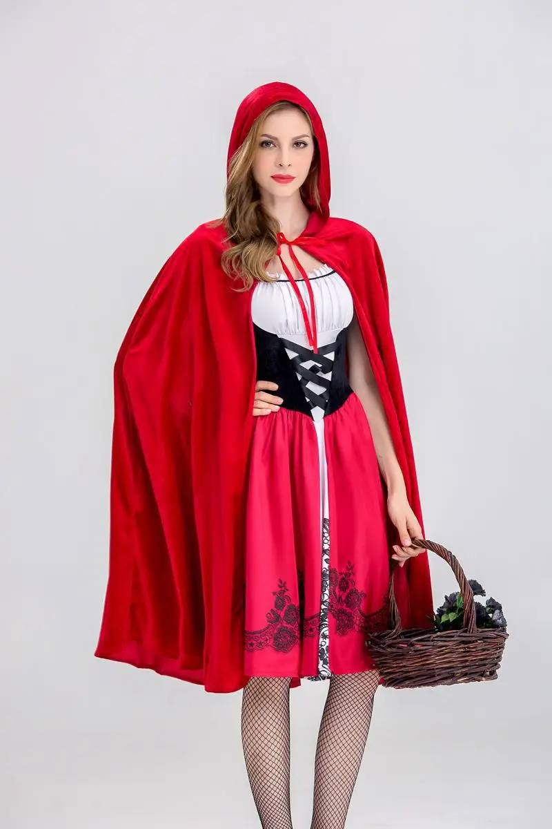 Little Red Riding Hood Costum de Halloween Rochie de Adult Festival Petrecere Castelul Reginei Basm joc de Rol Fantasia și Pălărie1