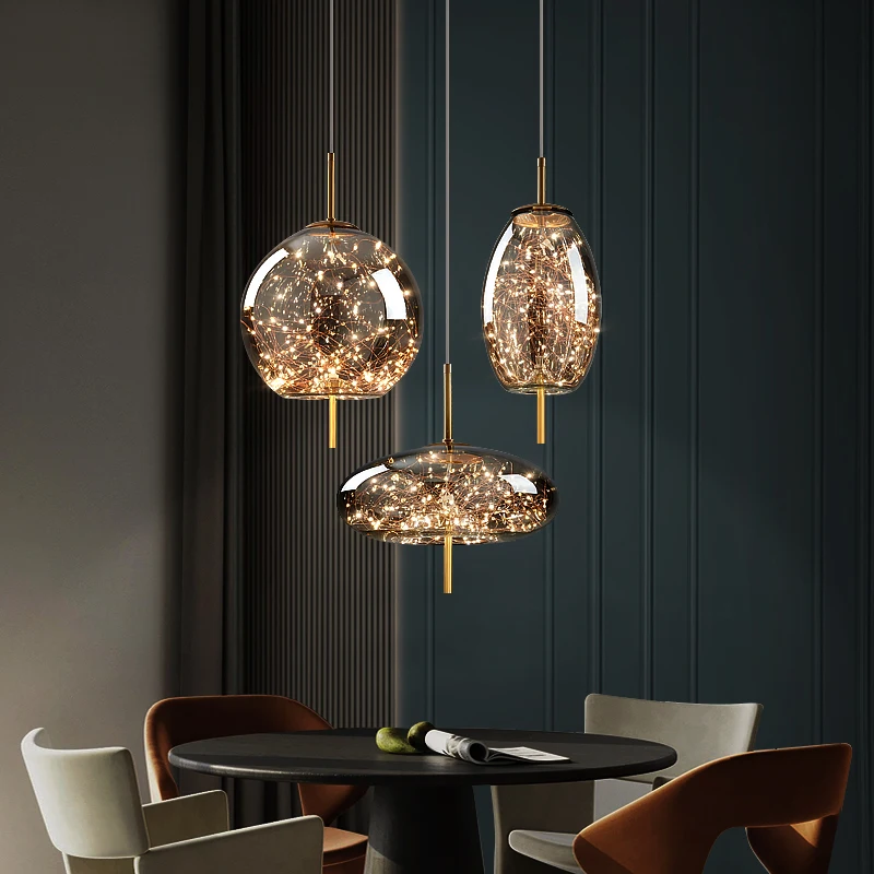 Nordic Acasă Interior, Candelabre de Sticlă LED Lumini Pandantiv Agățat Lămpi Living Sala de Mese Restaurant, Bar, Masă de Suspensie Luciu1