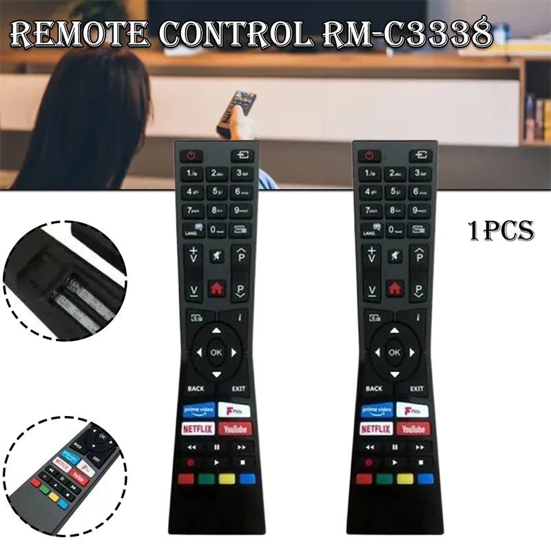 Noua Telecomanda RM-C3338 Pentru JVC SMART TV-YOUTUBE-NETFLIX-PRIM VIDEO-Fplay Ușor de Utilizat și Transporta durată Lungă de Viață1