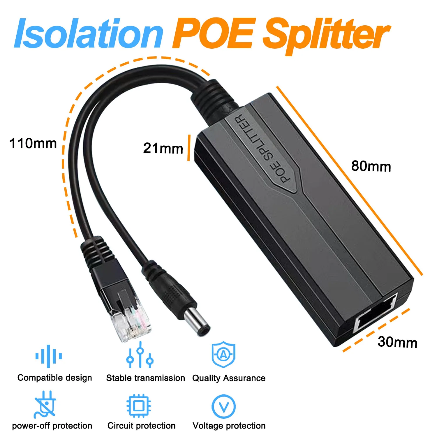 POE Splitter Adaptor Activ de Adaptare Separator de Cablu Modulul de Alimentare cu Injector Izolare 48V la 12V DC Pentru Video Și de Alimentare 1.2 a1