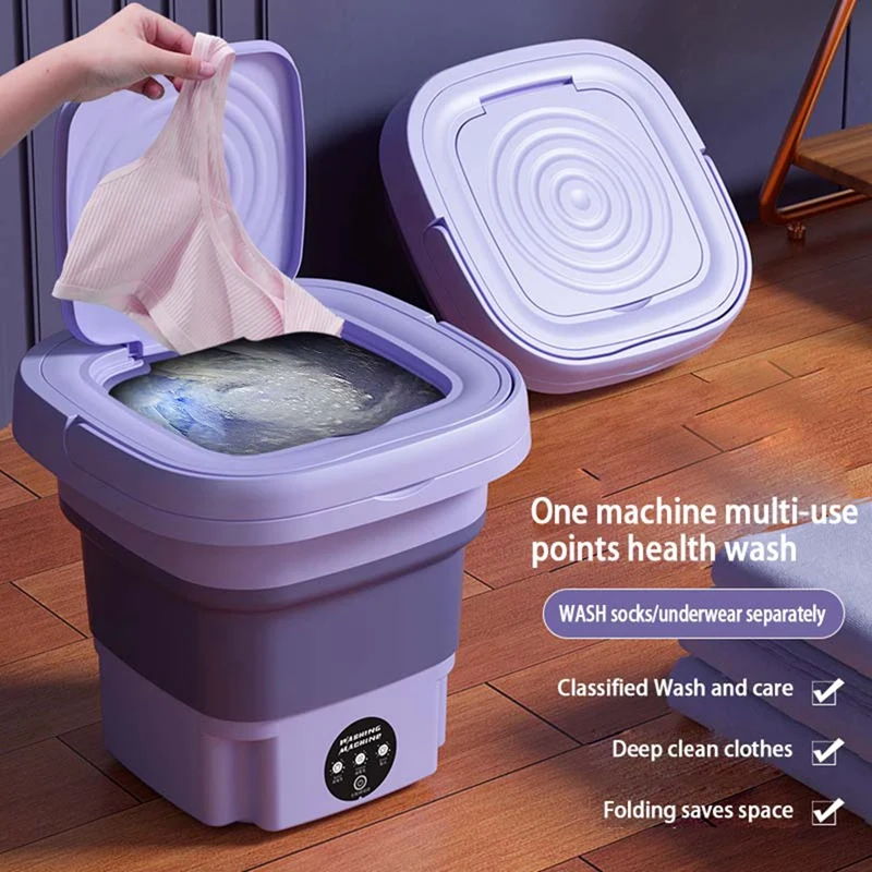 Pliabil portabil Mașină de Spălat Cu centrifugă Automată Mini Lenjerie de corp Șosete Dormitor Mașină de Spălat 8L1