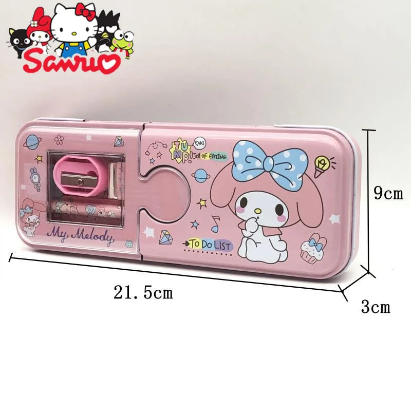 Sanrio Melodie Kuromi Hello Kitty Cinnamoroll Pochacco Student Dublu Deschis Papetărie Fier Caz Pen Cadou Creativ Premiul Creion1
