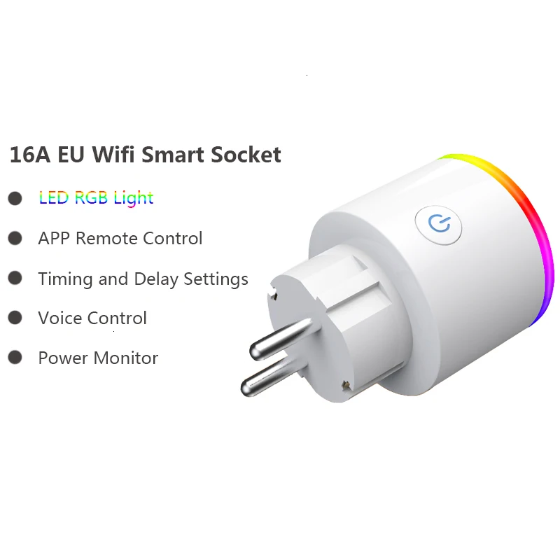 UE Wifi Smart Home Priza Priza 16A Putere Monitor RGB Tuya APP Control de la Distanță fără Fir Soclu Suport Alexa de Start Google1