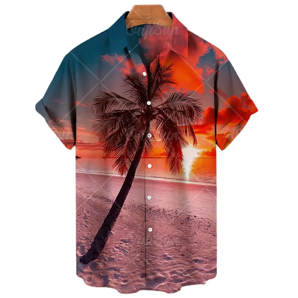 Vară Nouă Bărbați Cămăși Hawaiiene Neutru Stil Plajă Moda Casual Mâneci Scurte Confortabil Respirabil Tricouri Supradimensionate1