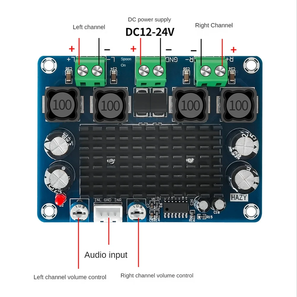 XH-A283 Bord Amplificator 100W+100W Dual Channel Stereo DC12-24V Amplificator Digital a Modulului de1