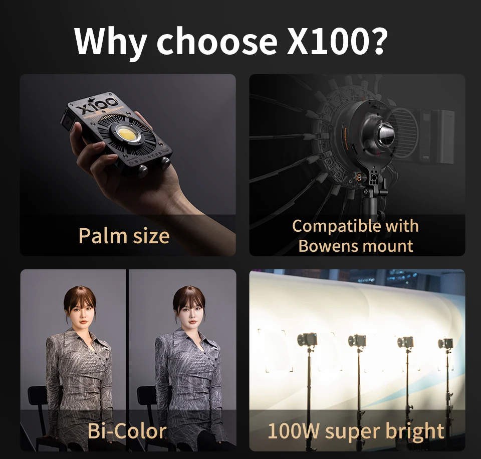ZHIYUN Oficial MOLUS X100 100W ȘTIULETE de LED Lumina de Fotografie de Iluminat Lumina Video Video Shotting1