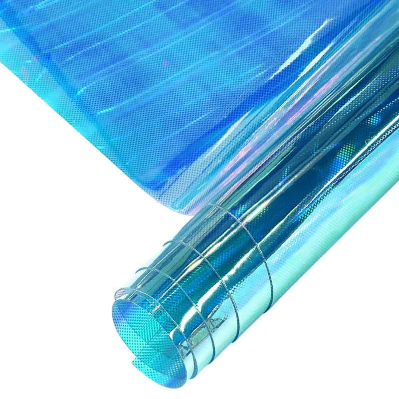 Zăbrele transparente din PVC super holografice transparente de vinil imitatie de piele foaie pentru DIY cercei arc sac de meserii DIY de producție1