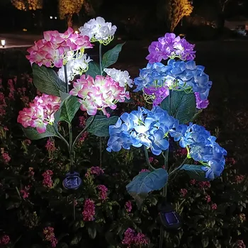 LED Lumini Solare de Gradina Artificiale Hortensie Rose Floare de Lumină în aer liber Lumini Solare Peisaj Miza Lămpi pentru Decor Gradina