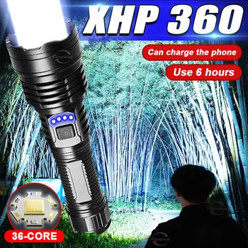 XHP360 Puternic Reîncărcabilă Led Flashligth Puternic de Mare Putere Lung Împușcat de Tip c Usb de Reincarcare Led-uri Lanterna Cu 5 Moduri de Putere