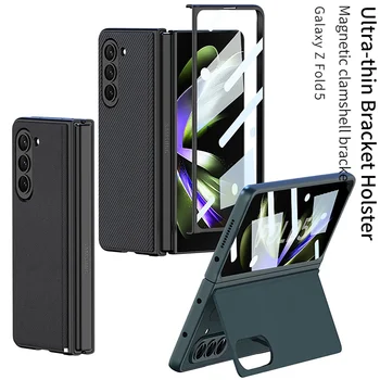 Rezistent la șocuri de Caz pentru Samsung Galaxy Z Fold 5 Slim Greu PC Camera Protecție Acoperă cu Ecran Frontal de Sticlă Film Inteligent Capacul suportului