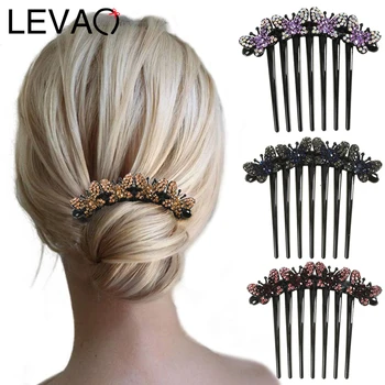 LEVAO Elegant Fluture Stras Pieptene Parul Doamnelor Retro de Lux Frizură Înaltă Calitate Barrette Mingea Bun Femei Accesorii de Par