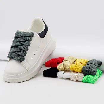 8 Culori Singur Strat Plat Lat Tip Bumbac Poliester Șireturile de 2 cm Lățime Culoare Solidă Pantofi Casual Barbati si Femei Personalizate Multicolor