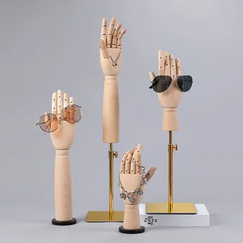 Manechin din lemn Manechin Model de Mână cu Degete Articulate pentru Afișare Bijuterii de Artă și Desen, Fotografie