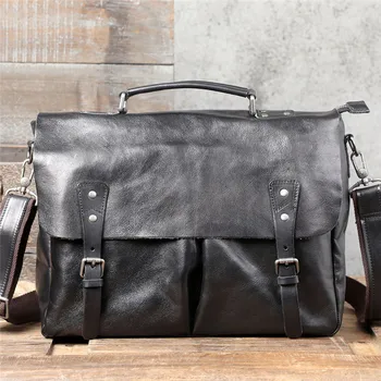 Moda de înaltă calitate din piele pentru bărbați servieta business naturale reale piele geantă de mână de lux laptop negru saci de messenger