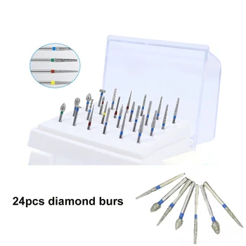 24 BUC/Set Dentare Freze de Diamant Set Pentru Umăr Pregătirea Pentru Lustruire de Mare Viteză de Mana Dentare Instrumente de Lustruire