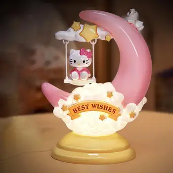 Sanrio Kawaii Veioza Hello Kitty Desene Animate Anime Luna Desktop Led Masă Dormitor Lampă De Noptieră Ornament Fata De Copil Cadou De Ziua De Nastere