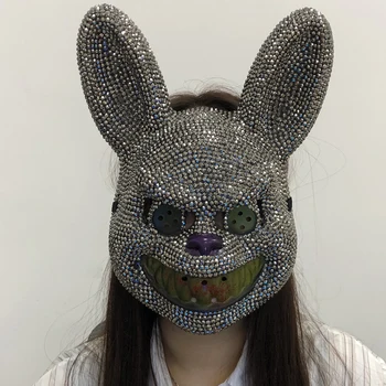 Bloody Iepure Manual Stras Masca Cosplay Bunny Carnaval Dj Club De Noapte Street Dance Petrecere De Halloween Măști Costum De Recuzită
