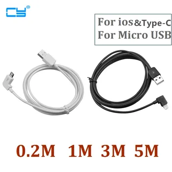 Unghi de 90 de grade IOS USB de Tip C-C Cablu Micro USB de 90 de Grade de Încărcare Rapidă Sincronizare de Date Cabluri pentru iPhone 5 6 Samsung LG Android