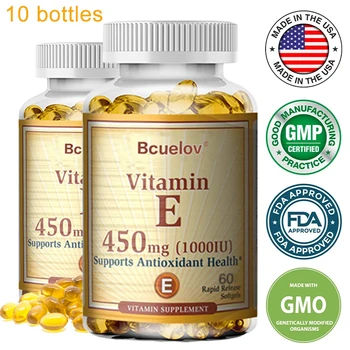 Bcuelov Vitamina E Sprijina Sistemul Imunitar & Nutriție Pielii - Antioxidant Natural - Ajută Pielea Păr Sanatatea Inimii