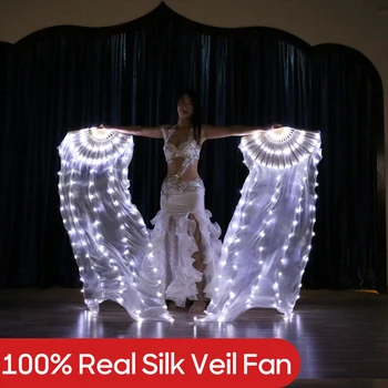 Belly Dance Accesorii LED Voal de Matase Ventilator Pentru Dansul din Buric 100 LED-uri Albe Fan Practică și Performanță Etapă Costume de Dans