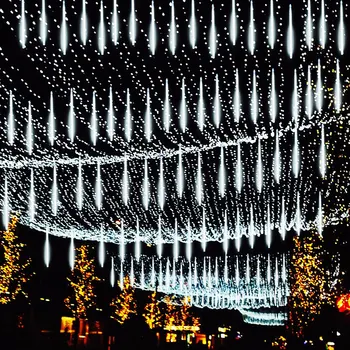 8 Tub de Meteoriți Ploaie cu LED-uri Zână Șir de Lumini Feston Strada Ghirlanda de Craciun Decoratiuni pentru Casa în aer liber de Anul Nou Decor
