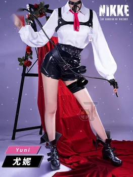 Joc Anime NIKKE：Zeița Victoriei Costume Cosplay Yuni OL Uniformă Seturi Cămașă Albă PU pantaloni Scurți Biciul de Curea de Halloween pentru Femei