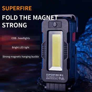 SUPERFIRE G26-O Mare putere de Tip C portabilă reîncărcabilă Lanterna led-uri de Pescuit COB Felinar camping lumina Magnet Design Lanterna