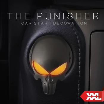 Automobile universale de start-un singur buton capac de protecție craniu Punisher autocolant Decorativ inel Interior comutatorul de aprindere buton