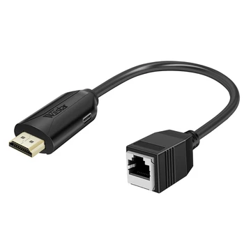 Compatibil HDMI Cablu de Extensie cu sistem Integrat de Lipit RJ45 Lan Ethernet Extender TX RX de sex Feminin de sex Masculin cu Cablu de Alimentare