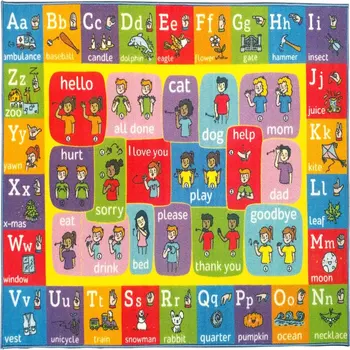 Minunat și plin de culoare ABC Alfabet Limbajul Semnelor de Învățământ din Polipropilenă Copii, Zona Covor (3'3 x 4'7) pentru Învățarea Distracție și să S