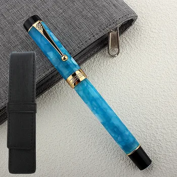 Noi Jinhao 100 Acrilice Stilou Frumos de culoare albastru pen Peniță F Convertor Scris de Afaceri de Birou rechizite de Cerneală Pixuri