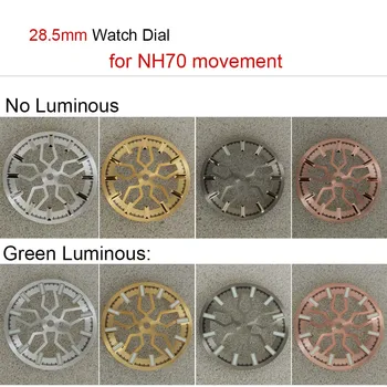 Pentru NH70 Dial 28.5 mm Verde Luminos/Luminos Gol de Înlocuire Cadrane pentru Nh70 Circulație