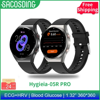 SACOSDING Hygieia-05R PRO Glucoza din Sange Ceas Inteligent Bărbați ECG+PPG Precis Temperatura Corpului Monitor de Ritm Cardiac Smartwatch HRV