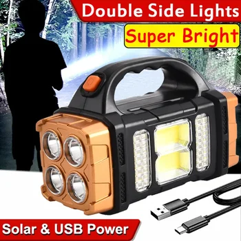 Solare puternice Lanterna LED-uri Cu COB Lumini de Lucru Portabil USB Reîncărcabilă Portabile 4 Moduri de Iluminare în aer liber, Solar Lanterna