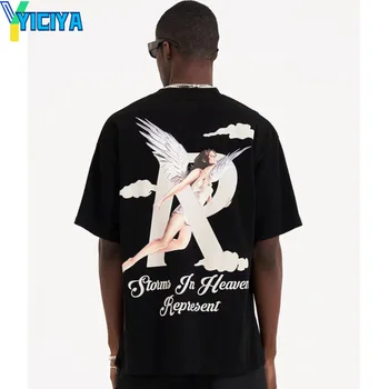 YICIYA T-shirt y2k crop Top pentru femei nou Înger de imprimare supradimensionat tricou cu maneci Scurte t-shirt, bluze de moda tee vara 2023 topuri