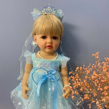 55 CM 22 Inch Renăscut Baby realiste Realiste Printesa Fata de Papusa Integral din Silicon Moale Corpul Copilul Bebe Cadou de Ziua de nastere