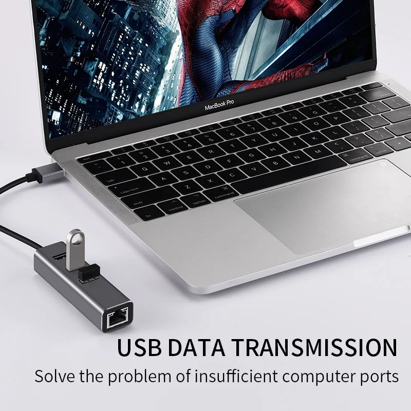 1000Mbps 3 Porturi USB C HUB USB 3.0 Tip C HUB USB la Rj45 Gigabit Ethernet Adaptor pentru PC Accesorii Laptop MacBook2