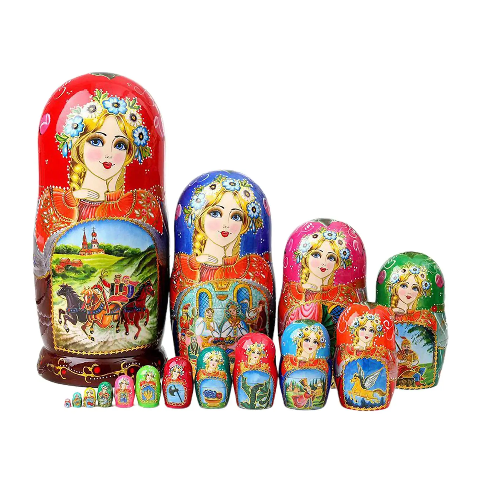 15x Manual rusești Matrioșka matryoshka Masă Decor Decor Petrecere Sac de Jucării din Lemn Stivuire Papusa2