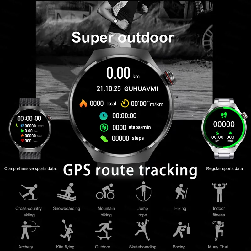 2023 NFC Smart Watch Bărbați GT4 POR 1.53-Inch de 360*360 HD AMOLED Touch Screen GPS Ceas Sport Barbati Inima Rata de Zahăr din Sânge Smartwatch2