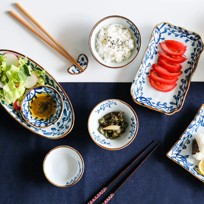 6 persoane utilizator ceramice set de cină stil Japonia sub geamuri handpainted tacâmuri 6 boluri 8inch placa *2 10pairs betisoarele cadou2