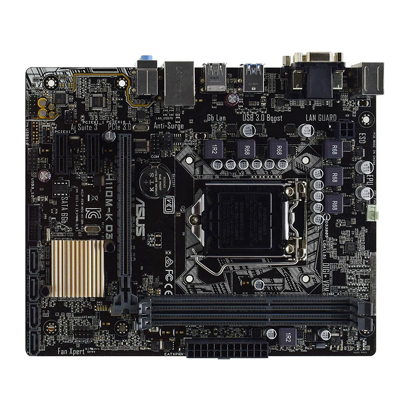 ASUS H110M-K D3, socket LGA 1151Motherboard DDR3 Intel H110 Placa de baza 32GB CI-E 3.0 USB3.0 PCI-E 3.0, Micro ATX ForCore i3-7300 procesoare2
