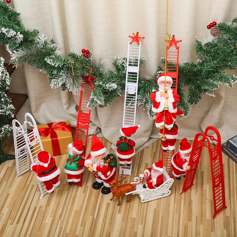 Decor De Crăciun Electric Scara Moș Crăciun Alpinism Margele Pom De Crăciun Agățat Ornamente De Perete Decor Petrecere Copii2