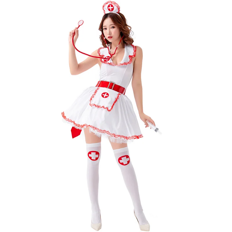 Femei Costum Asistenta Sexy Alb Asistenta Medicului Uniformă Flirt Tinuta De Halloween Fantasias Femei Jocuri Joc De Rol2