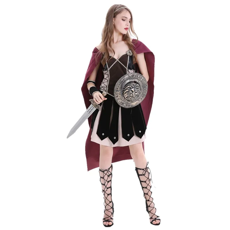 Femeile Adulte Medieval Roma Zina Printesa Razboinica Costum Carnaval De Halloween Petrecere De Cosplay Roman Sparta Gladiator Rochie Fancy2
